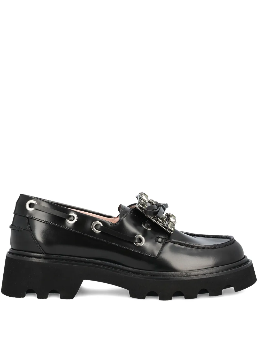 Roger Vivier crystal-embellished boat loafers | Black | Image 1