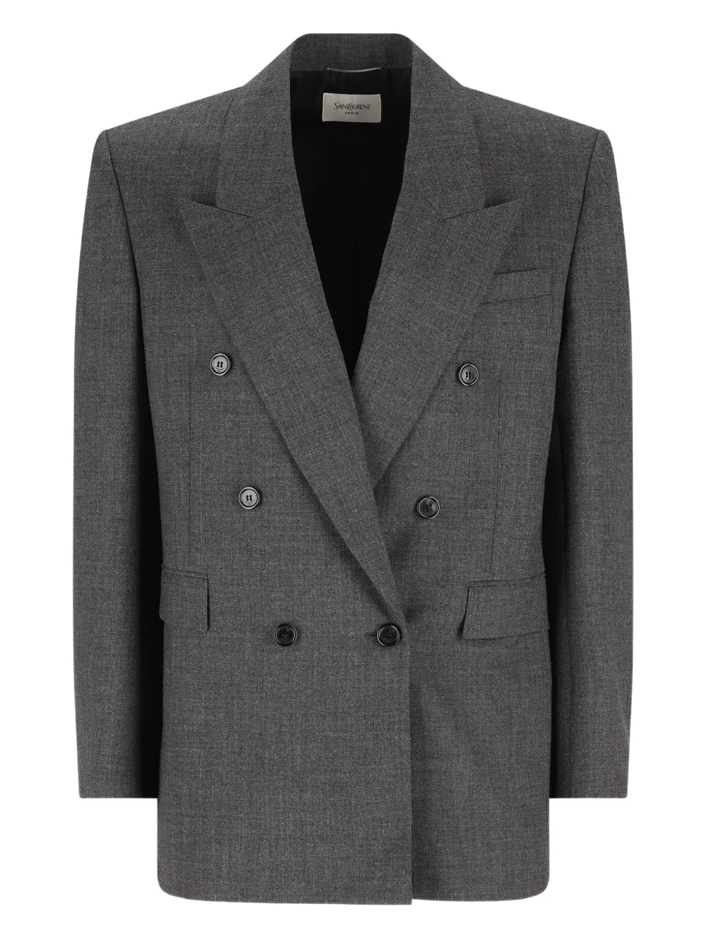 Saint Laurent Double-breasted Wool Blazer In Gray