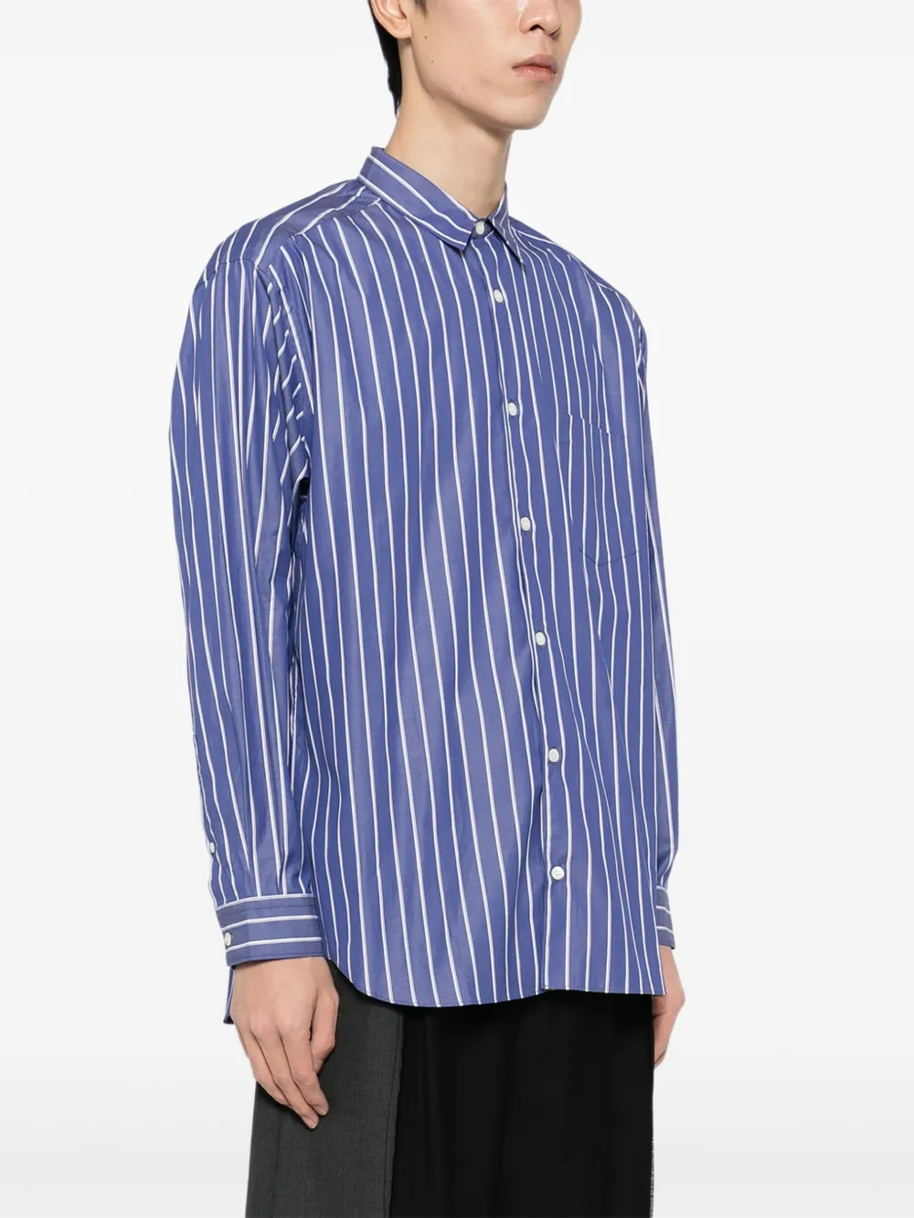 Comme des Garçons Homme Gestreept overhemd Blauw