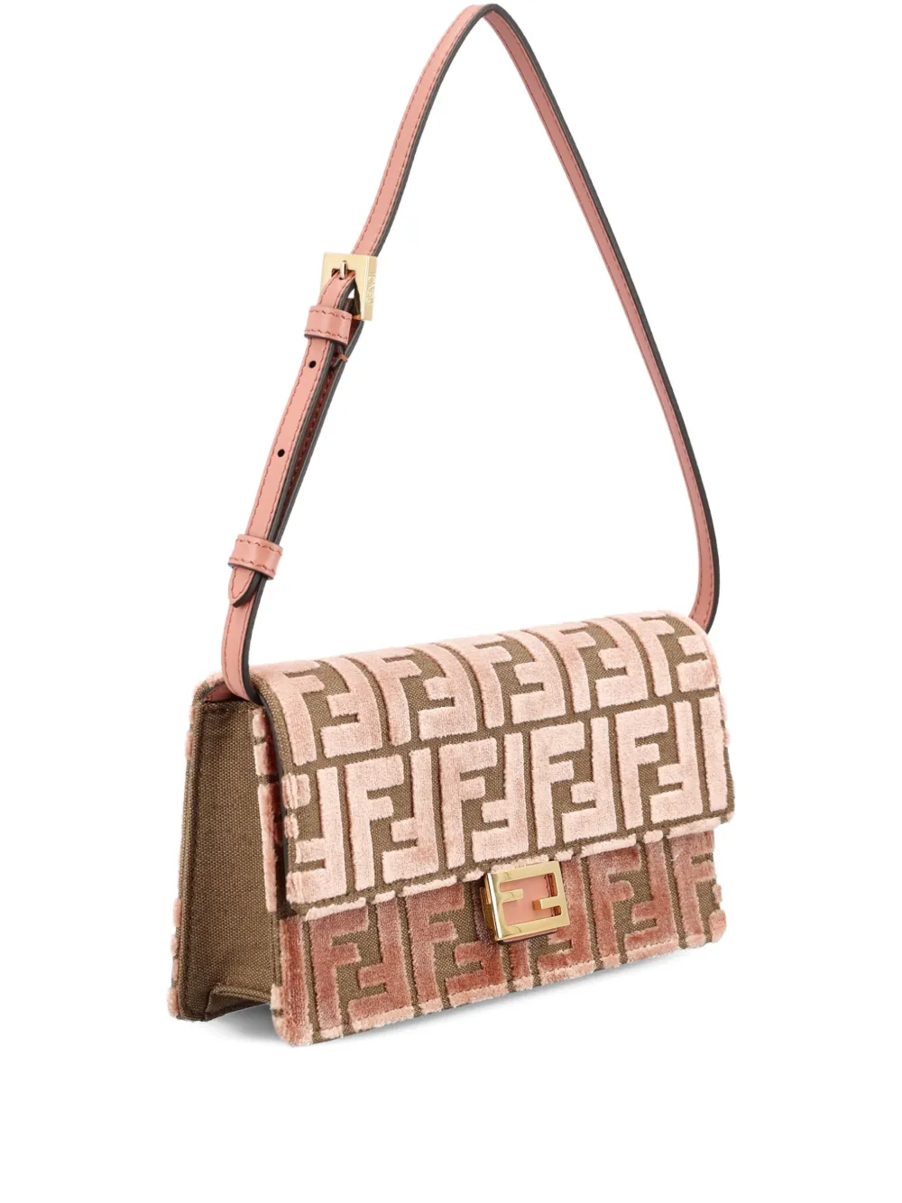 Fendi Medium Baguette Jacquard-velvet Shoulder Bag In Pink