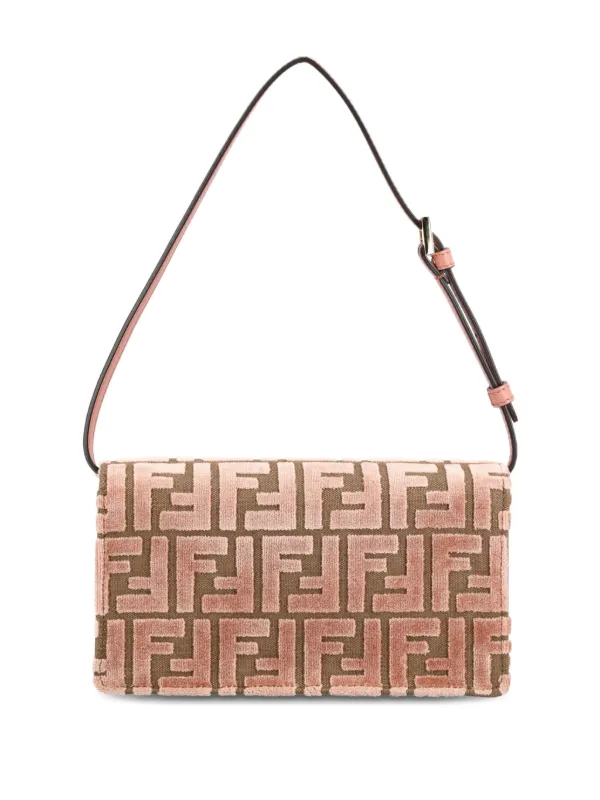 FENDI Medium Baguette jacquard-velvet Shoulder Bag Pink