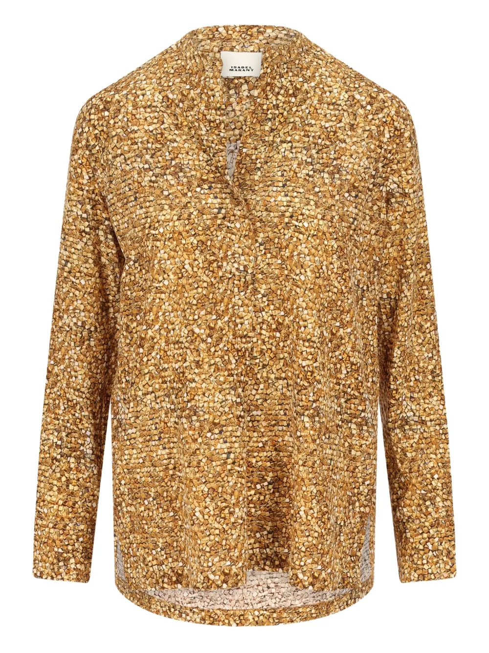 ISABEL MARANT mosaic-pattern V-neck shirt | Yellow | Image 1