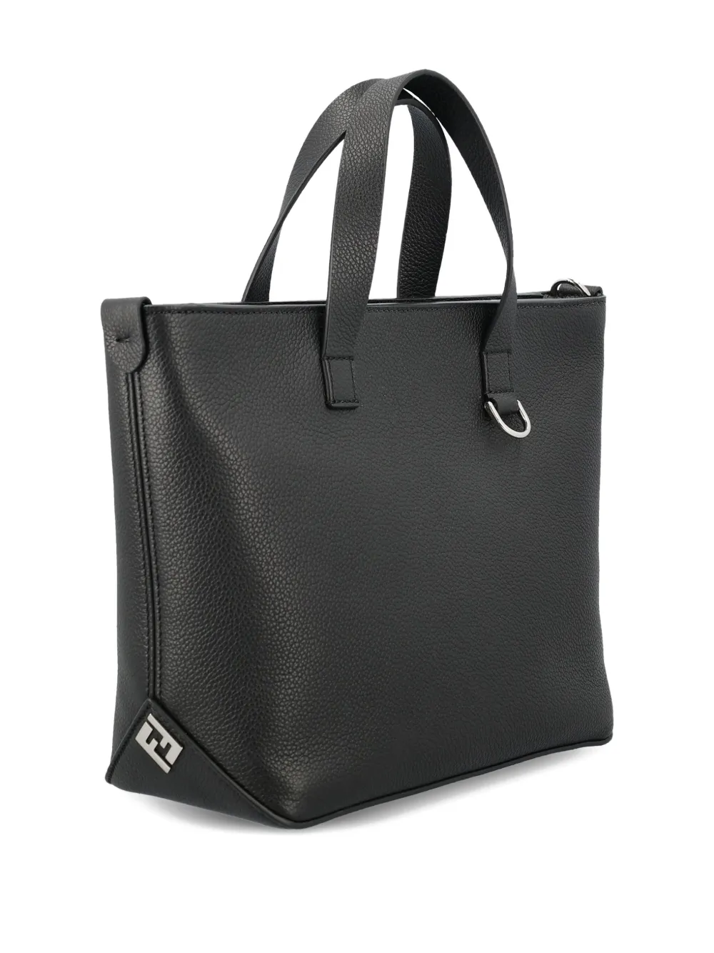 Fendi Embossed-logo Leather Tote Bag In Black