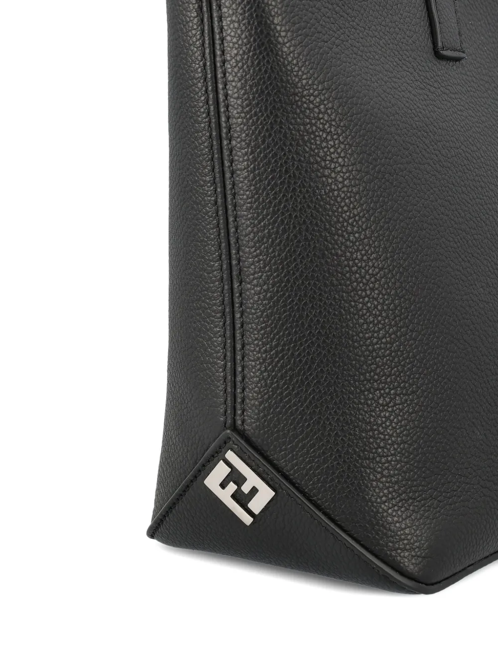 Fendi Embossed-logo Leather Tote Bag In Black
