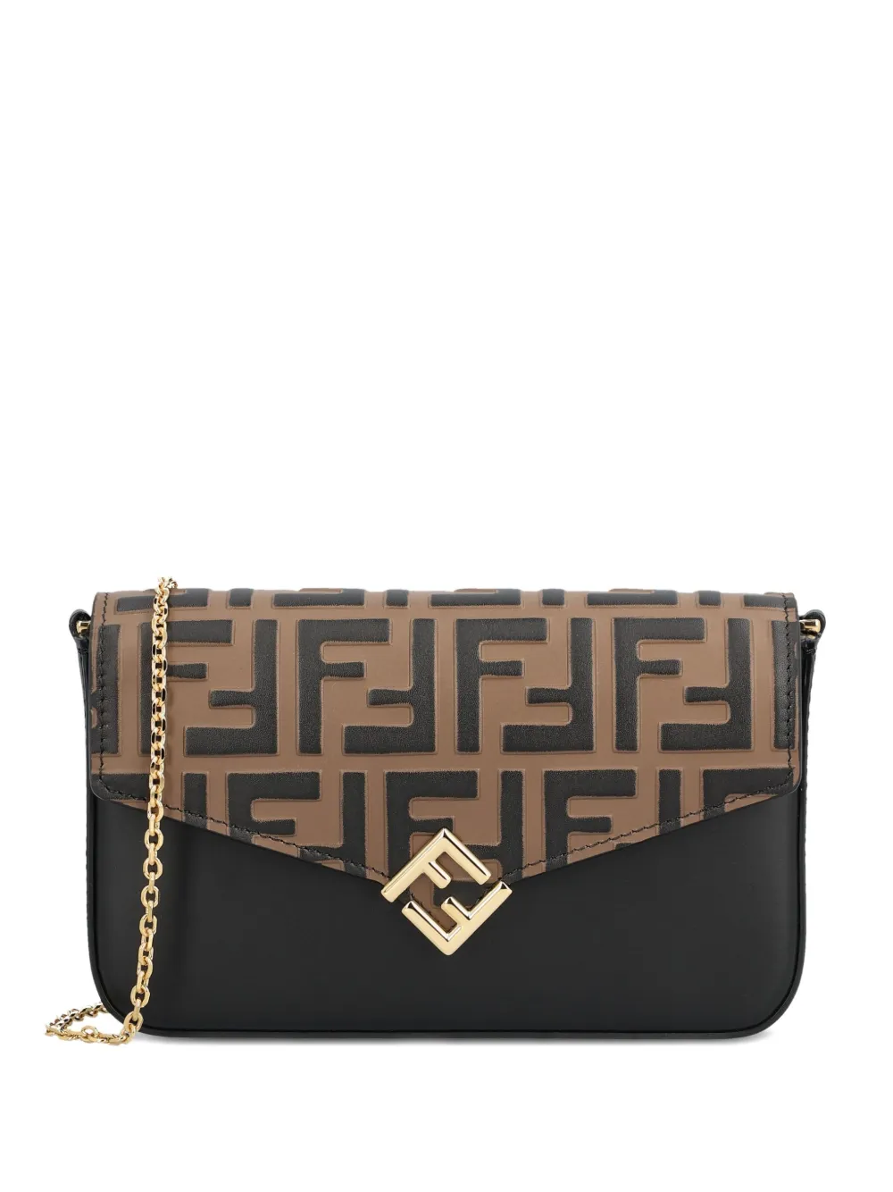 Fendi Ff-embossed Flap Wallet-on-chain In Black
