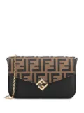 FENDI FF-monogram chain-strap wallet - Black