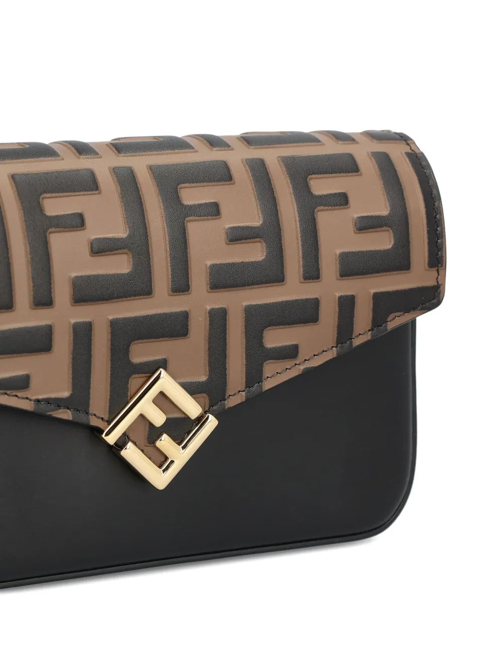 Fendi Ff-embossed Flap Wallet-on-chain In Black