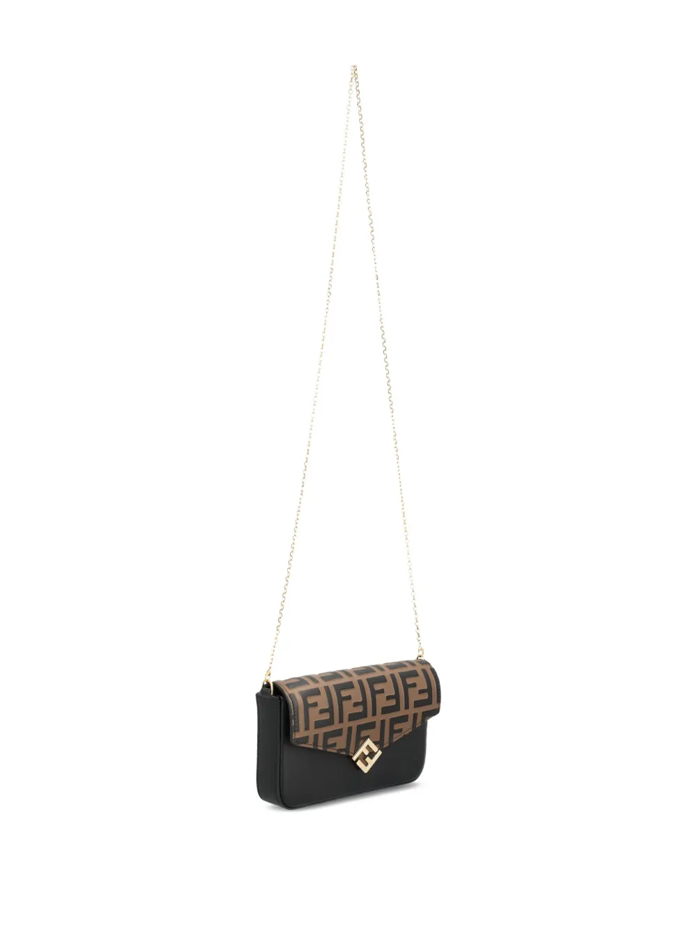 Fendi Ff-embossed Flap Wallet-on-chain In Black