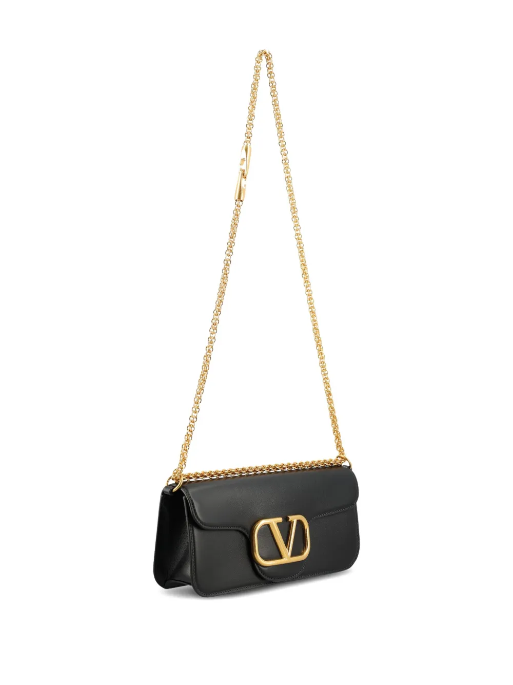 Valentino Logo-plaque Leather Shoulder Bag In Black