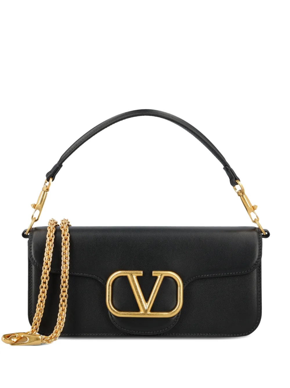 Valentino Logo-plaque Leather Shoulder Bag In Black