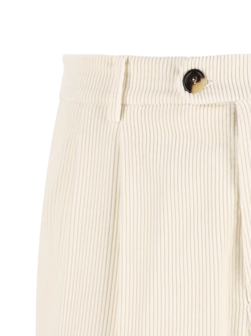 Brunello Cucinelli Ribfluwelen broek met geplooide voorkant Wit