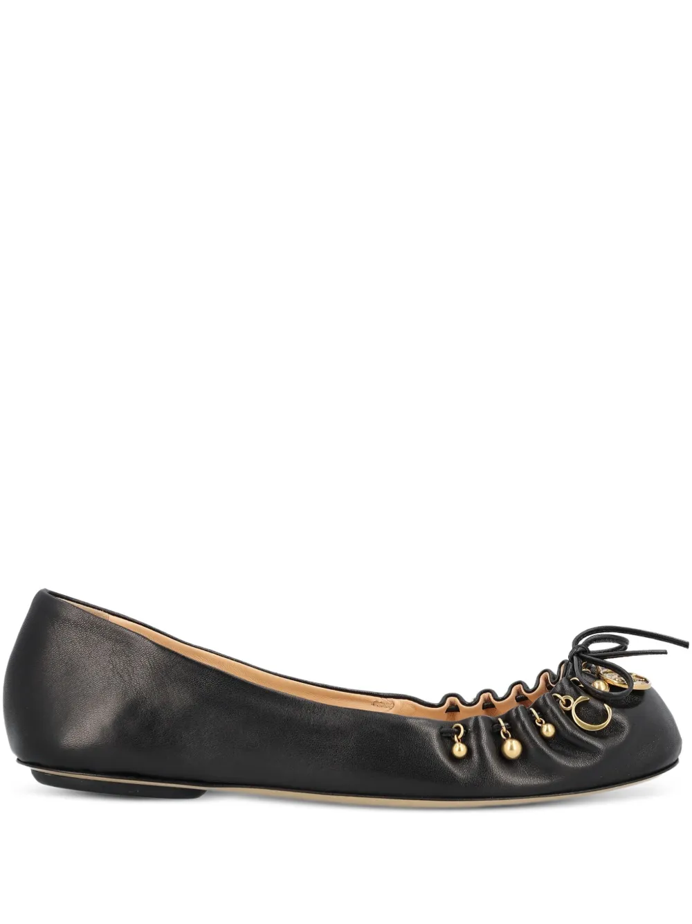 Chloé embellished ruffled ballet flats Black