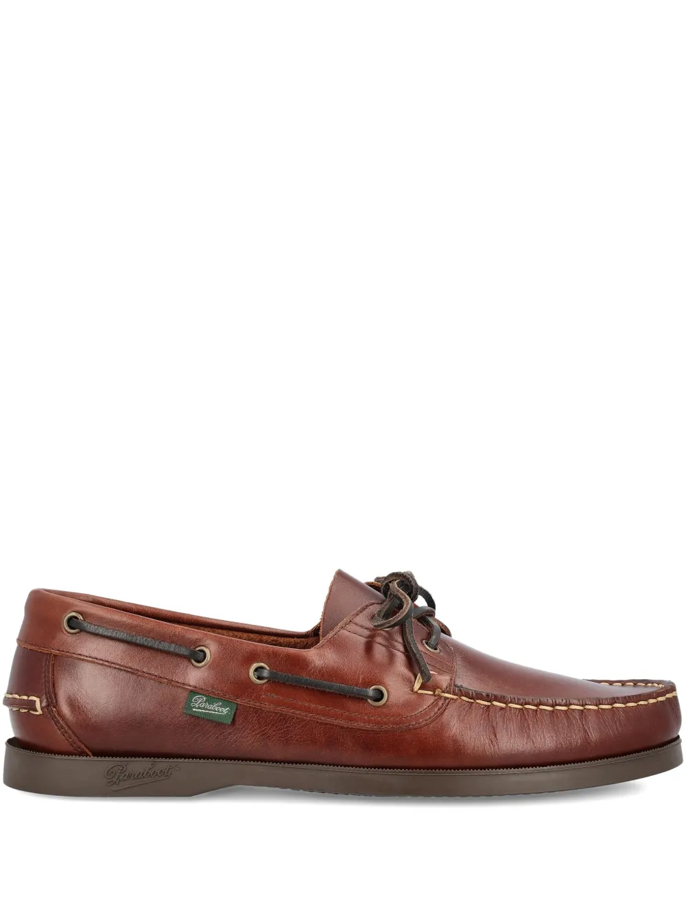 Paraboot Leather Lace-up Boat Shoes In Brown