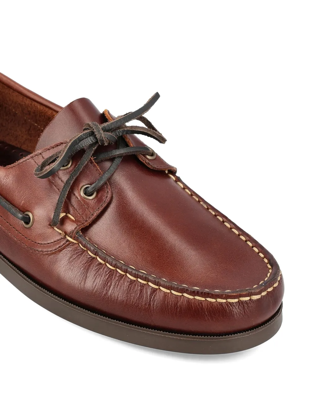 Paraboot Leather Lace-up Boat Shoes In Brown