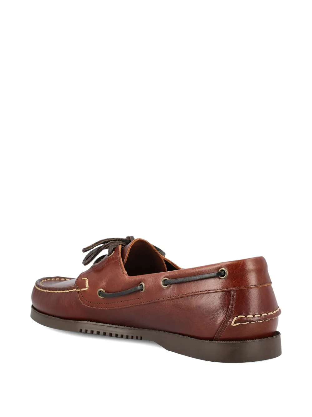 Paraboot Leather Lace-up Boat Shoes In Brown