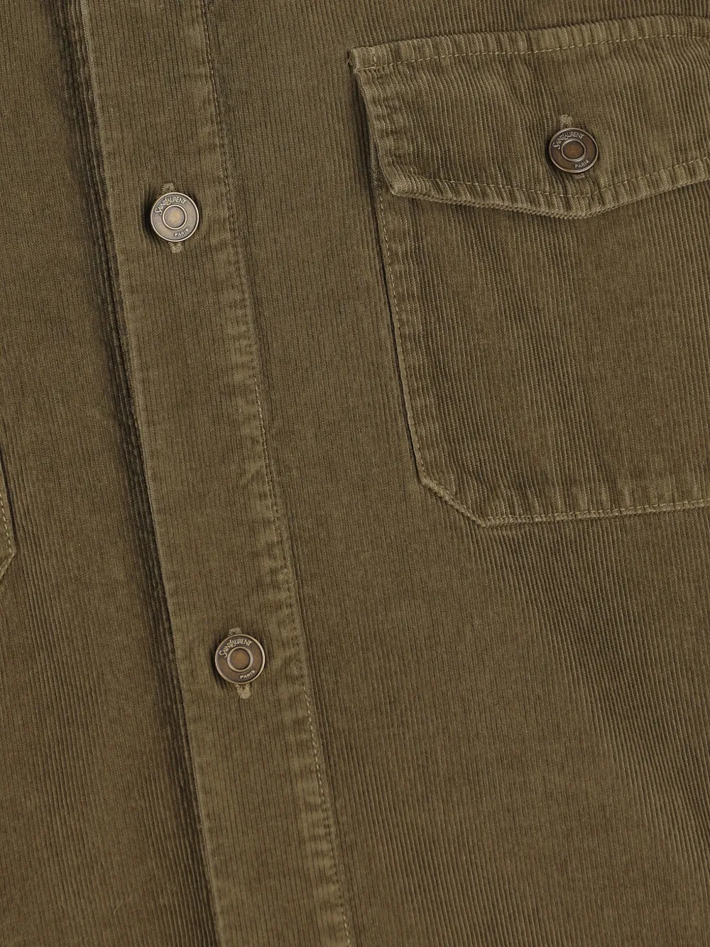 Saint Laurent Corduroy Flap-pocket Shirt In Green
