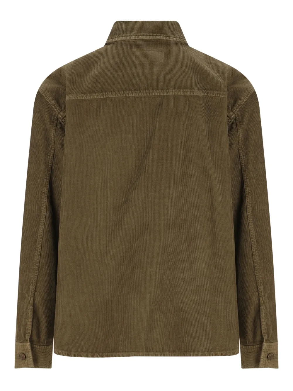 Saint Laurent Corduroy Flap-pocket Shirt In Green