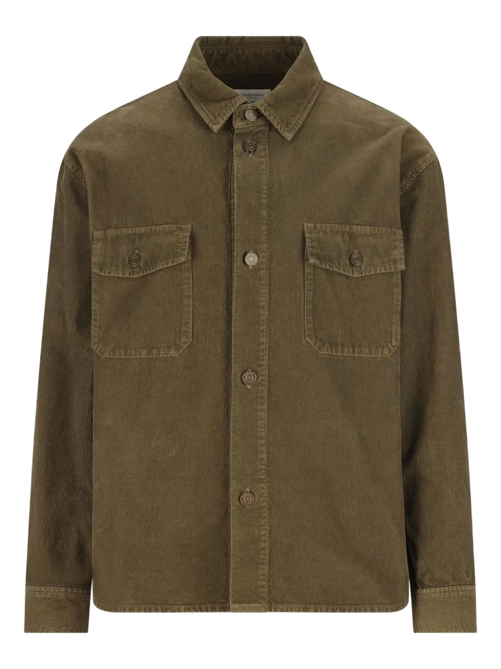 Saint Laurent Corduroy Flap-pocket Shirt In Green