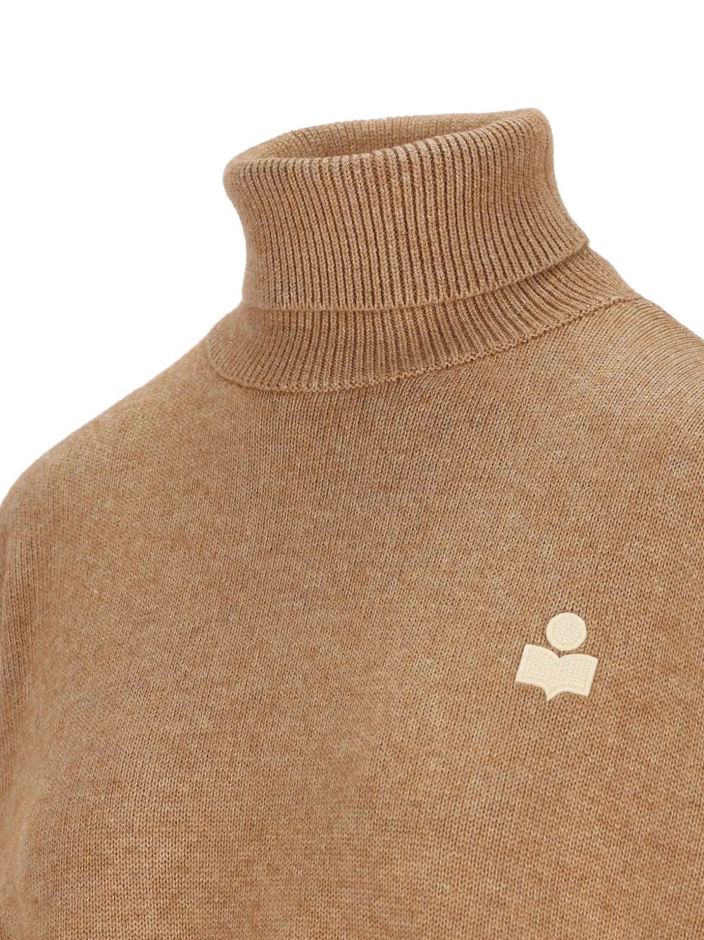 Isabel Marant Embroidered-logo High-neck Sweater In Brown