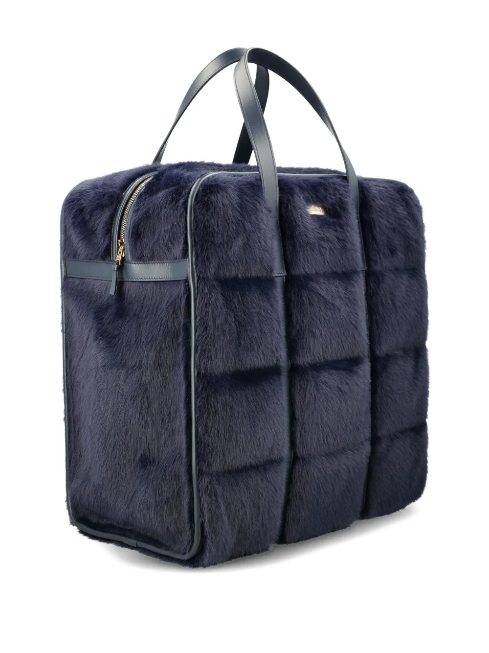 Herno Medium gewatteerde shopper van imitatiebont Blauw