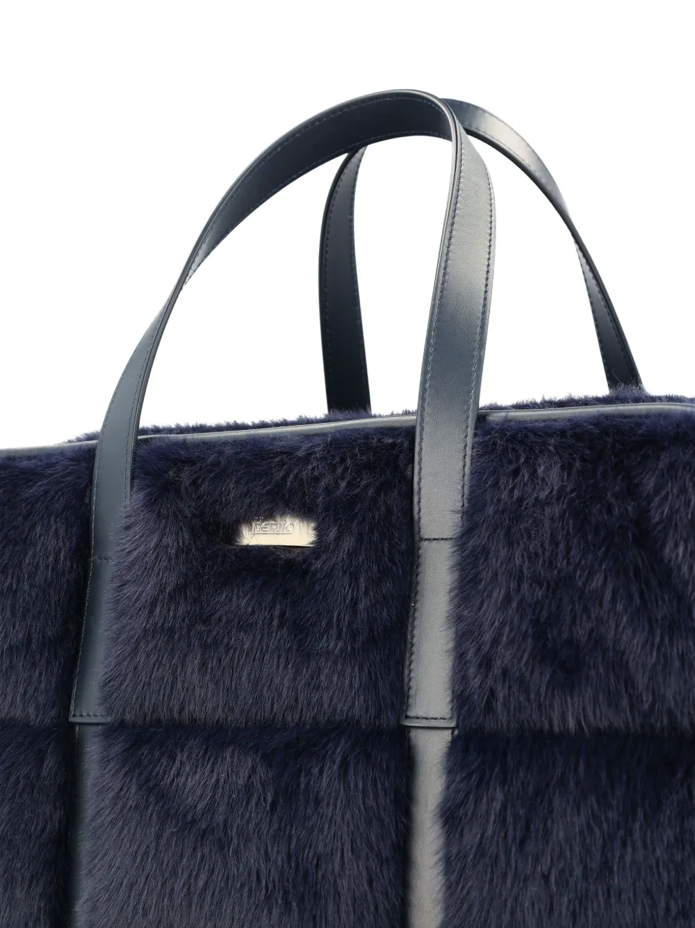 Herno Medium gewatteerde shopper van imitatiebont Blauw