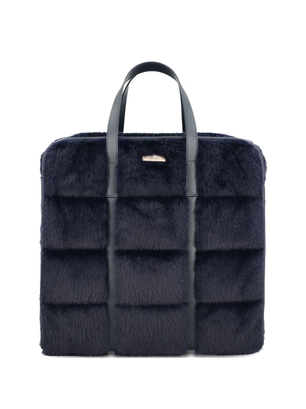Herno medium quilted faux-fur tote bag | Blue | Image 1