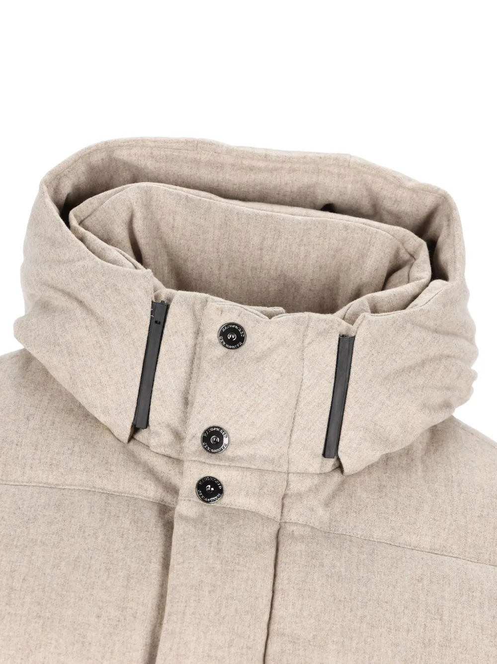 Hand Picked Quilted Detachable-hood Padded Jacket In Neutral