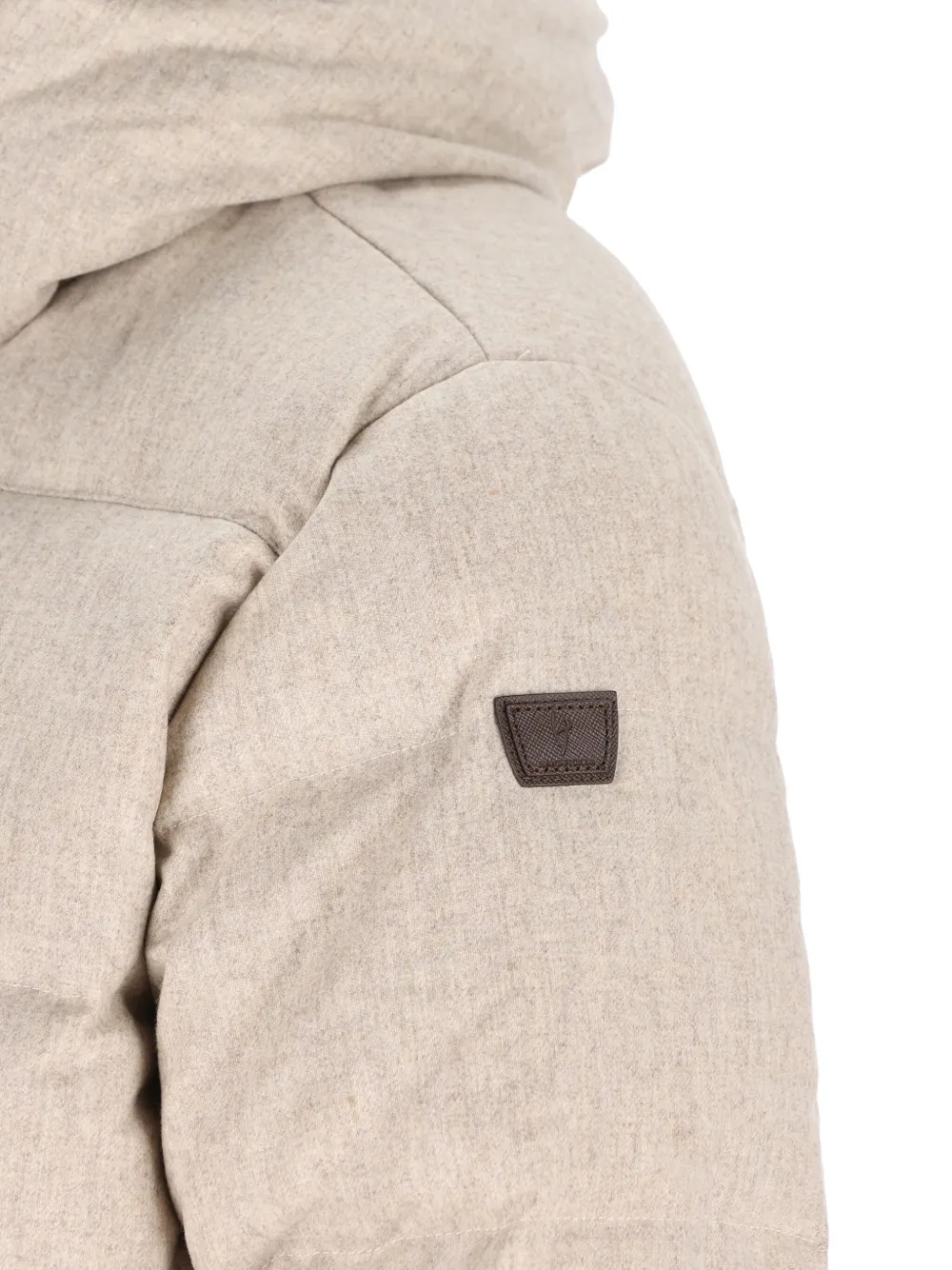Hand Picked Quilted Detachable-hood Padded Jacket In Neutral