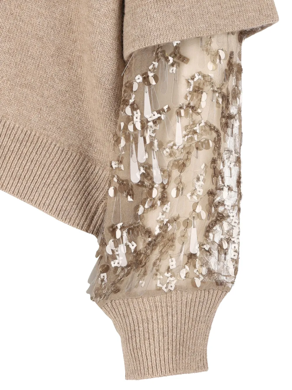 Brunello Cucinelli Sequin-embellished Cashmere Sweater In Neutral