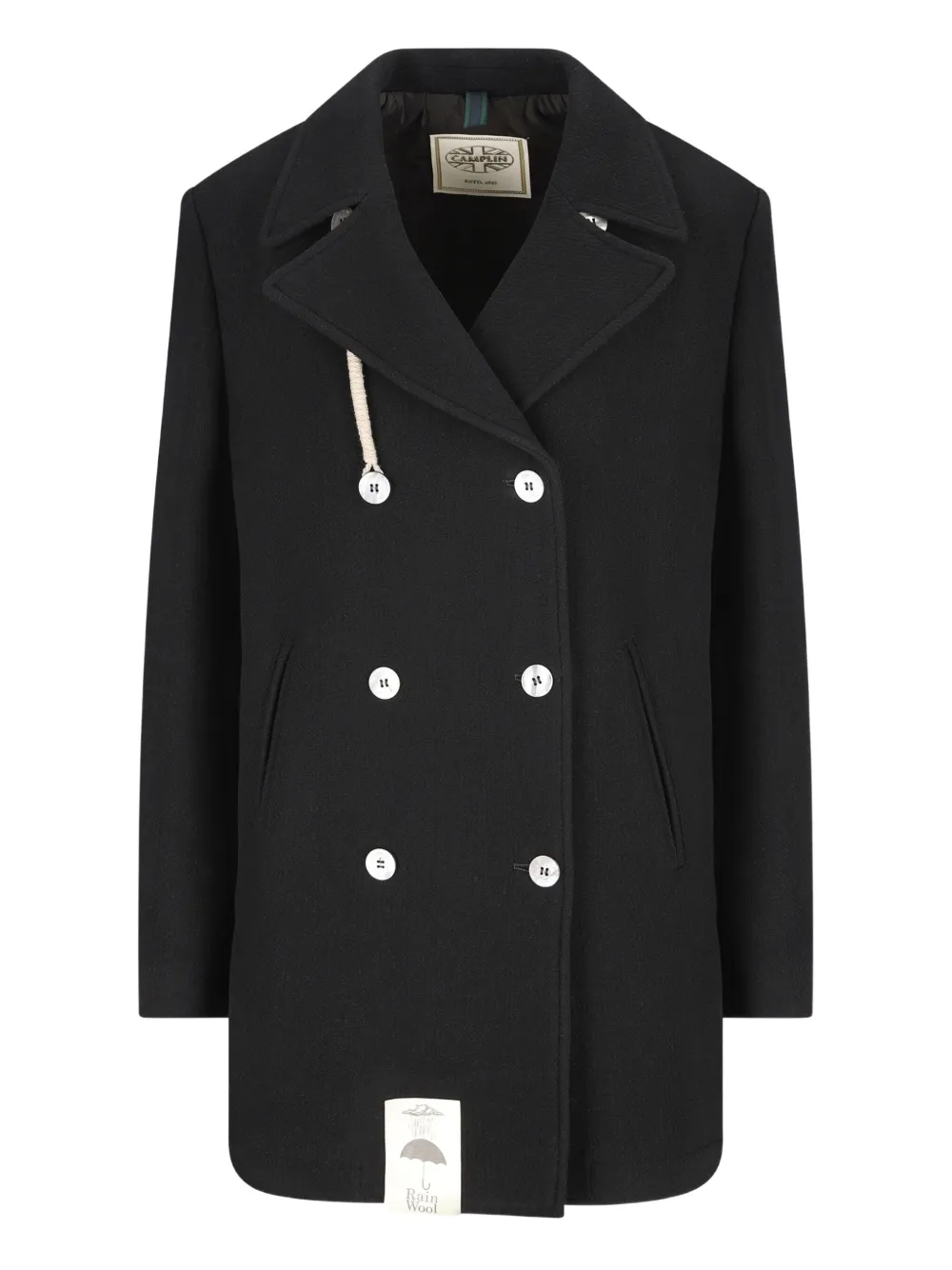 Camplin double-breasted rope-detail coat - Nero