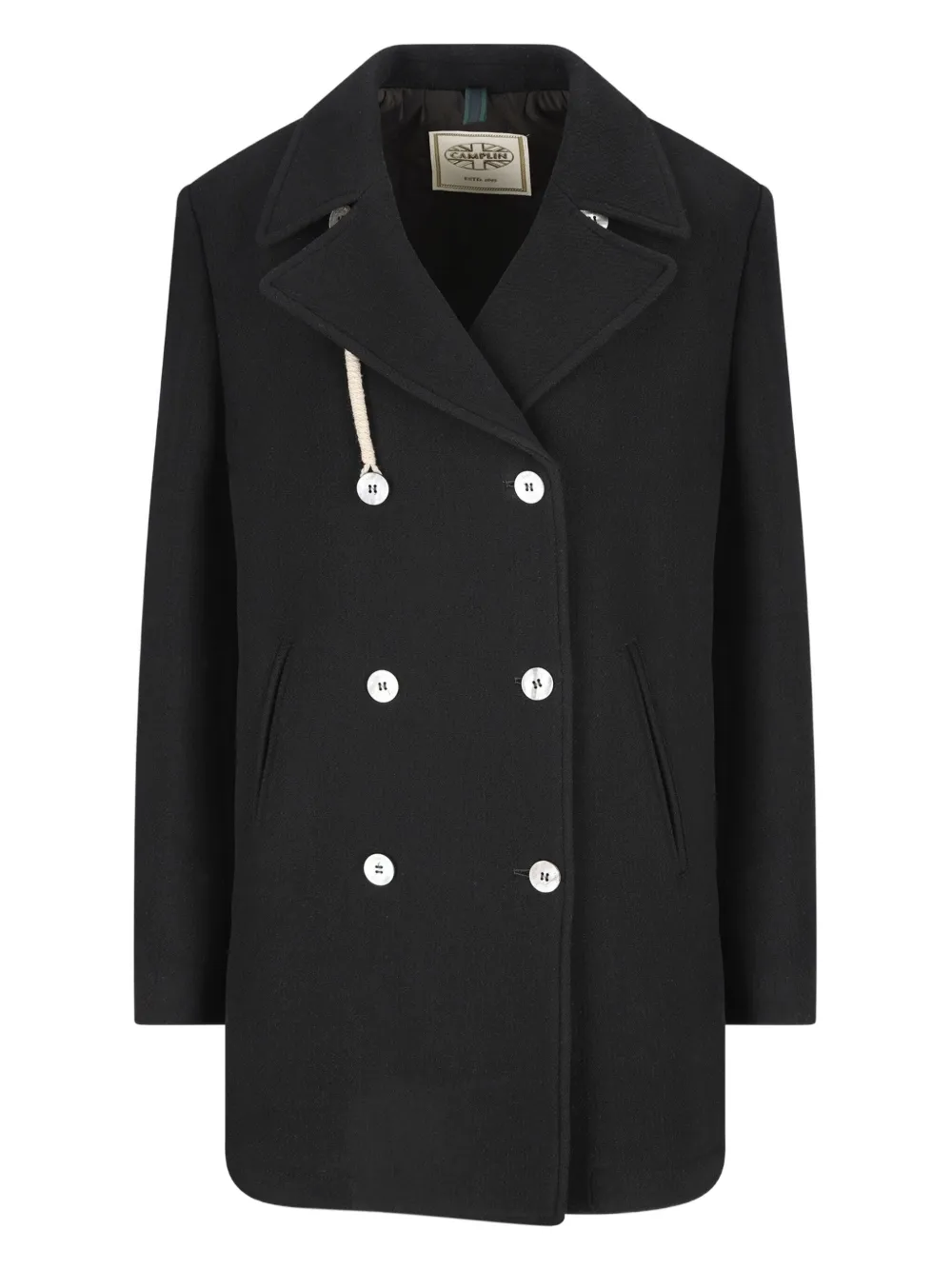 Camplin double-breasted rope-detail coat | Black | Image 1