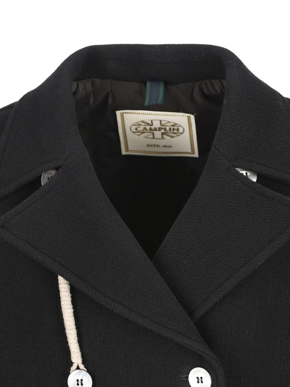 Camplin Double-breasted Rope-detail Coat In Black