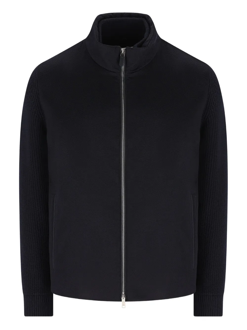 Zegna high-neck ribbed cashmere cardigan | Black | Image 1