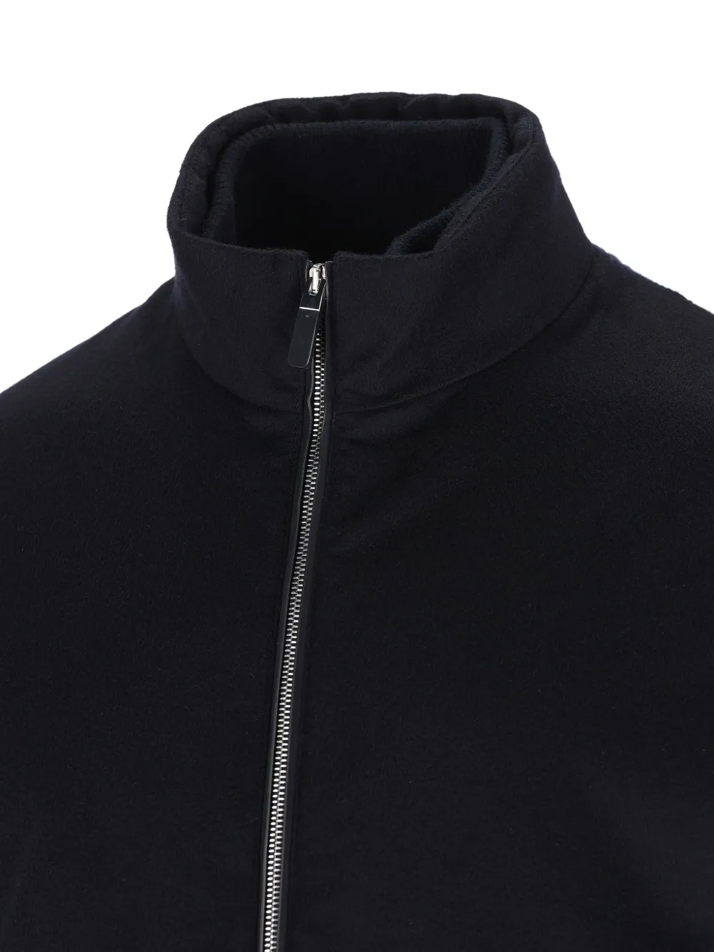 Zegna High-neck Ribbed Cashmere Cardigan In Black
