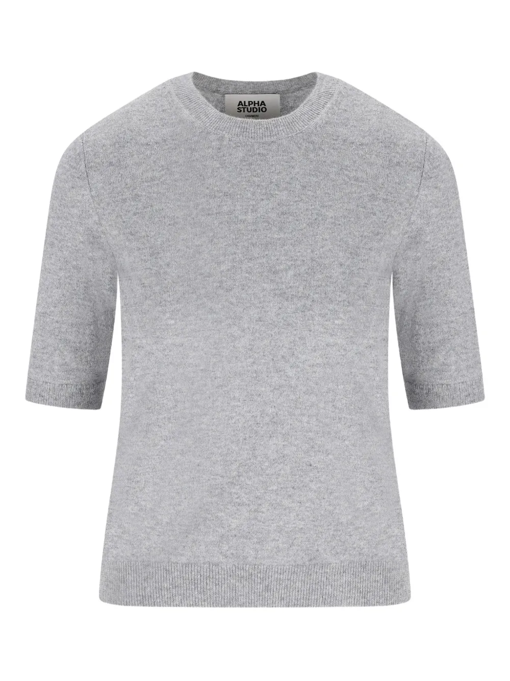Alpha Studio Short-sleeve Cashmere Sweater In Gray