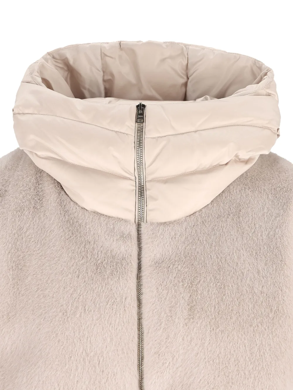 Herno Quilted-panel Faux-fur Jacket In Neutral