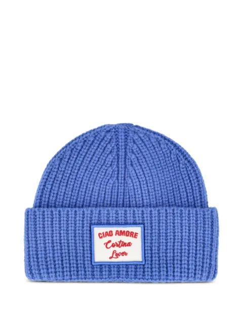 Giada Benincasa ribbed-knit logo-patch beanie hat 