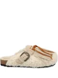 TAJI buckle-detail fringed mules - Neutrals