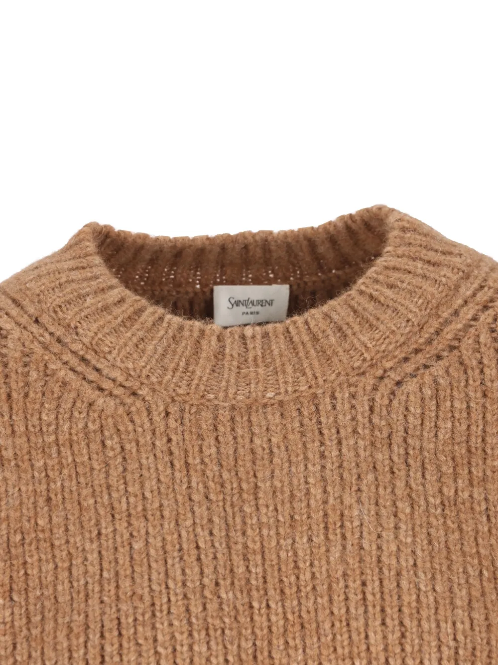 Saint Laurent Ribbed Crew-neck Sweater In Brown