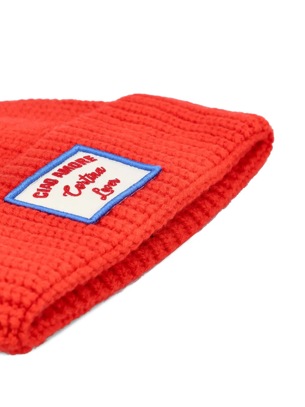 Giada Benincasa Ribbed-knit Logo-patch Beanie In Red