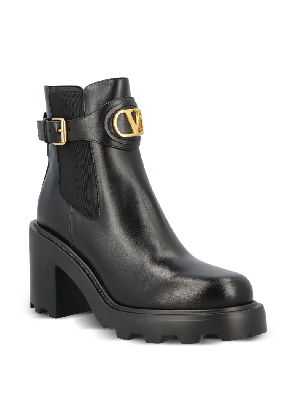 Valentino Garavani 90mm buckle-strap block-heel boots Black