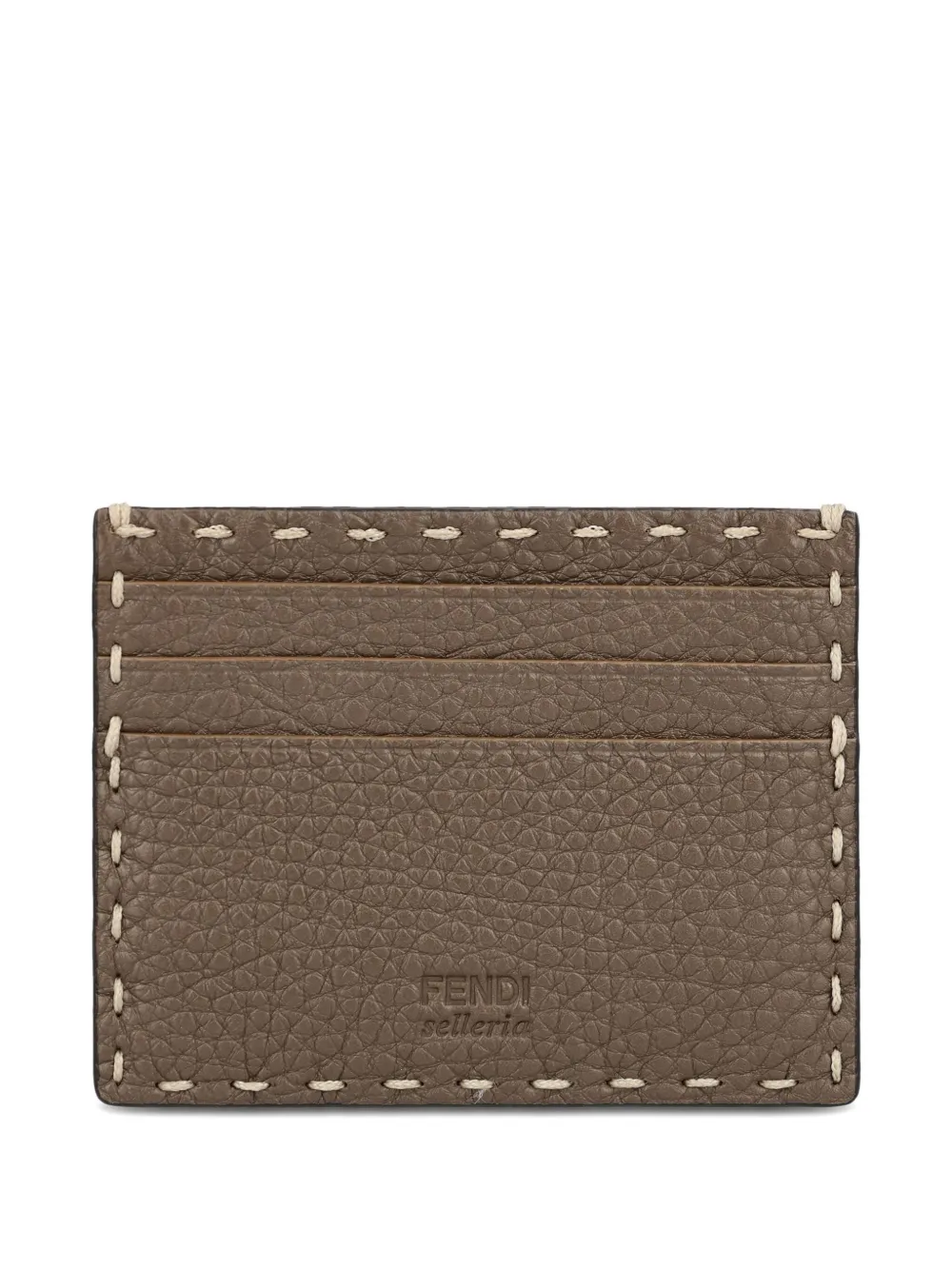 Fendi Brown Selleria Card Holder With 100 Hand-sewn Topstitches In Brown