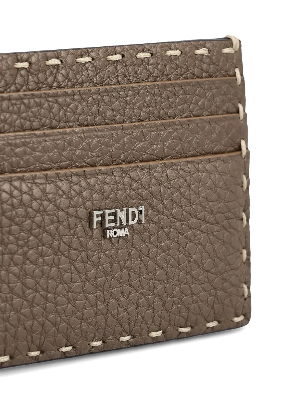 Fendi Brown Selleria Card Holder With 100 Hand-sewn Topstitches In Brown