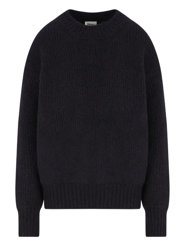 Saint Laurent Ribbed Crew-neck Sweater in Blue