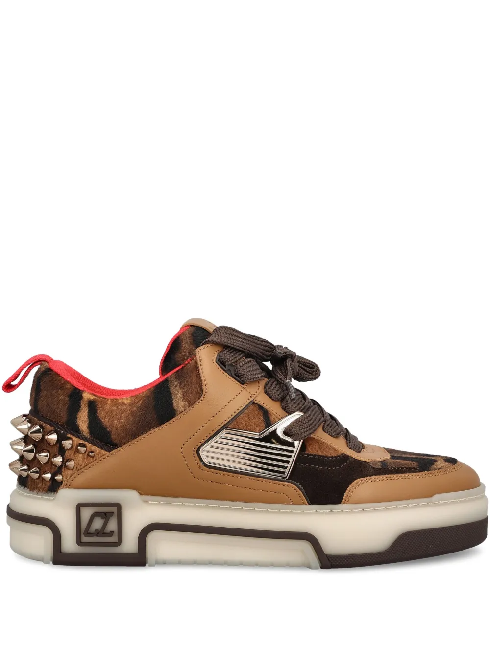 Christian Louboutin leopard-print studded sneakers | Brown | Image 1