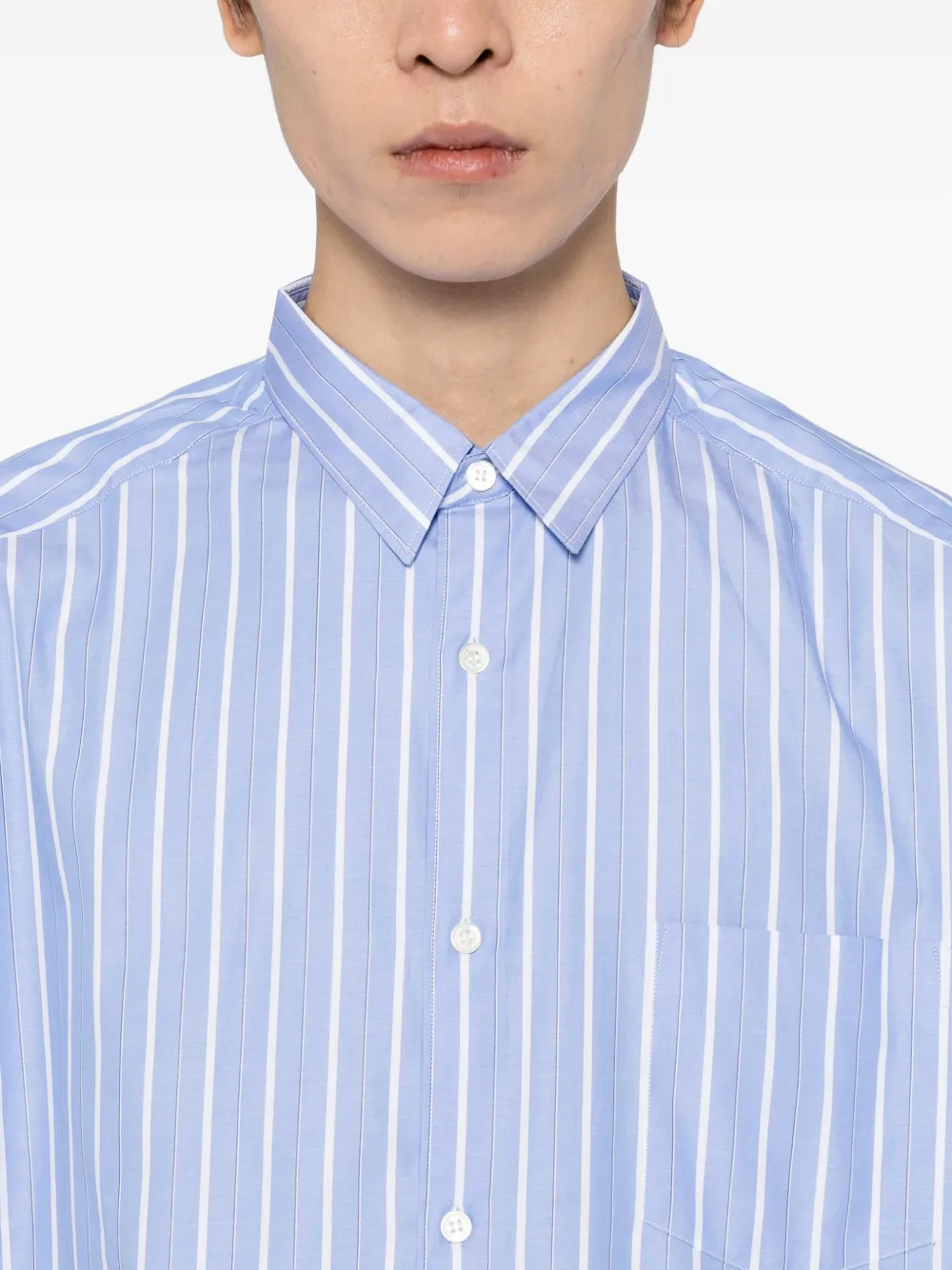 Comme des Garçons Homme Gestreept overhemd Blauw