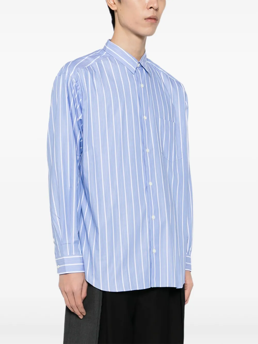 Comme des Garçons Homme Gestreept overhemd Blauw