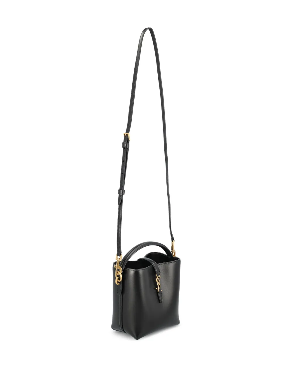 Saint Laurent Cassandre Logo Bucket Bag In Black