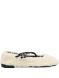 Jimmy Choo shearling cross-strap ballerina flats - White