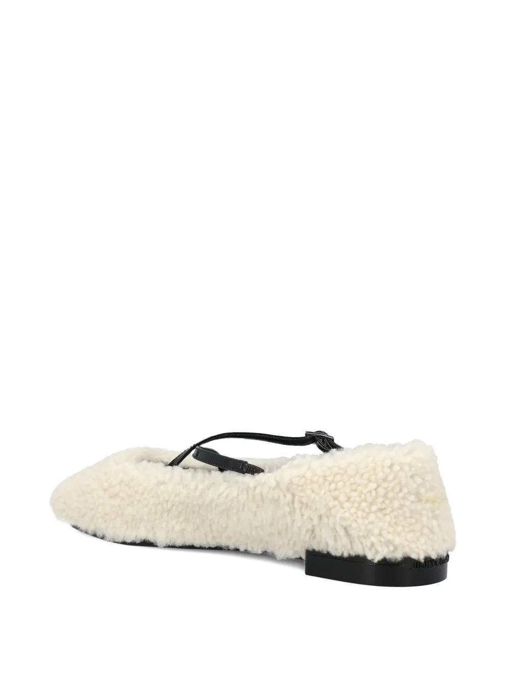 Jimmy Choo Shearling Cross-strap Ballerina Flats In White